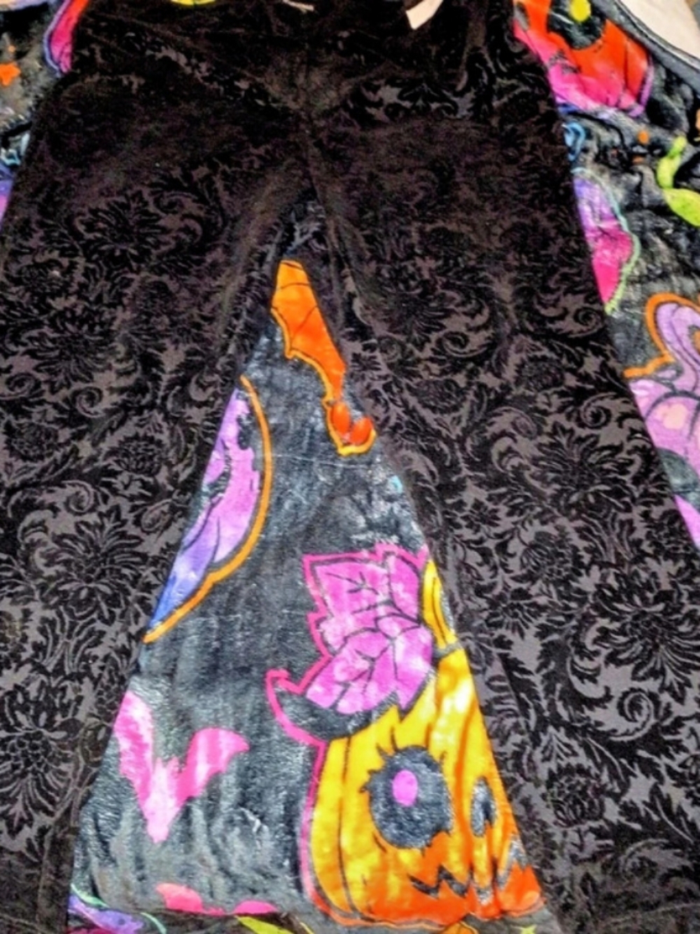 NWT Roz & Ali Black Velvet Flocked Damask Gothic Pants Plus Size 2X
